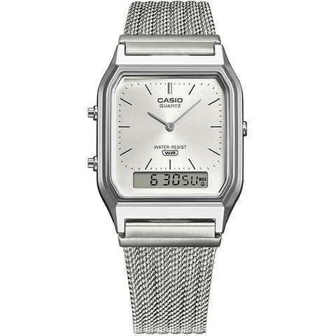 CASIO AQ230EM7AJF Watch - CASIO CLASSIC AQ-230EM-7AJF Square Face Silver (Image 2)