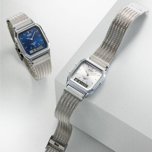 CASIO AQ230EM7AJF Watch - CASIO CLASSIC AQ-230EM-7AJF Square Face Silver (Image 4)