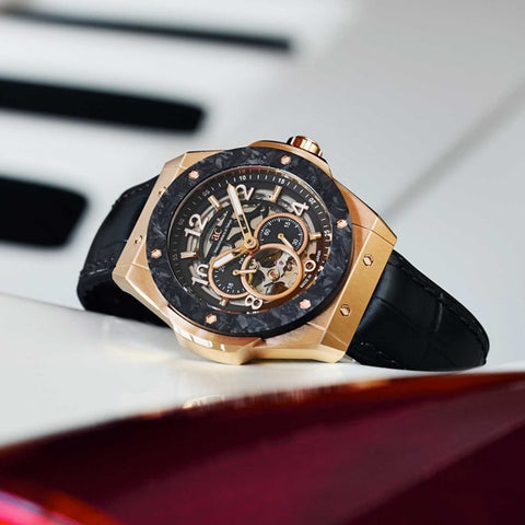 ANGEL CLOVER TCJ45PBK-BK Japan Made Timecraft Watch with Durable Black Leather Strap, Elegant Design, and Precision Quartz Movement
