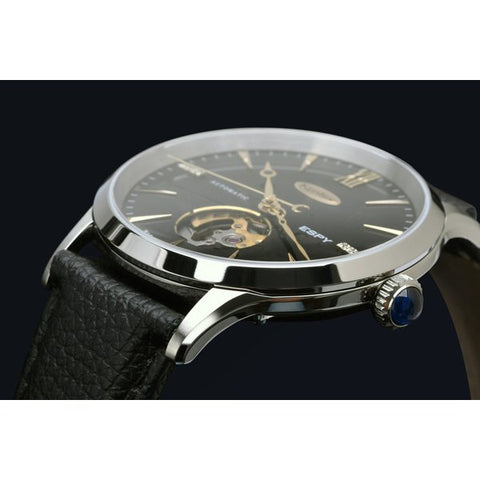 Kentex E660M-01 Open Heart Design Automatic Movement Black Diamond Men's Watch Stainless Steel Bracelet