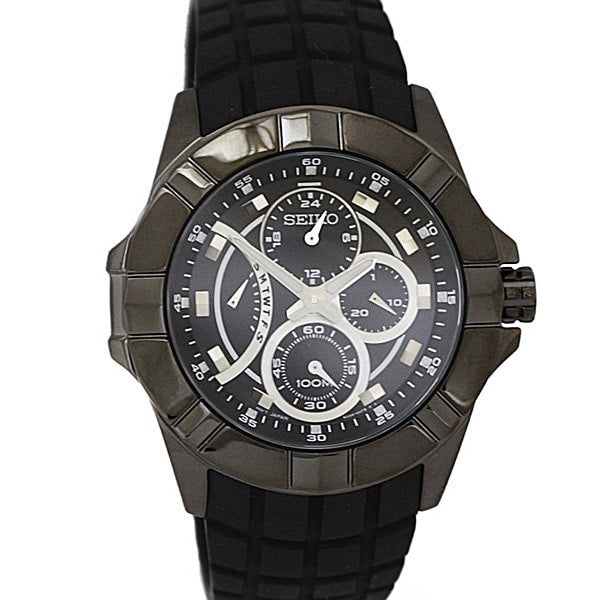 SEIKO SRL071P1 Watch - Chronograph IP Rubber 10BAR Water Resistant Men's Watch 44mm Stylish Design 1-Year Warranty