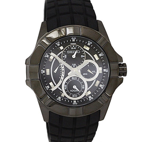 SEIKO SRL071P1 Watch - Chronograph IP Rubber 10BAR Water Resistant Men's Watch 44mm Stylish Design 1-Year Warranty