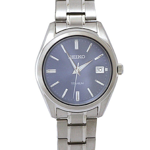 SEIKO SUR371P1 Watch - Quartz Titanium Bracelet 10BAR Water Resistant Blue Dial Men's Watch 40.2mm 1-Year Warranty
