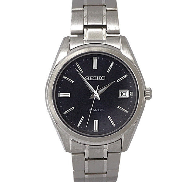 SEIKO SUR373P1 Watch - Quartz Titanium Bracelet 10BAR Water Resistant Navy Blue Men's Watch 40.2mm 1-Year Warranty