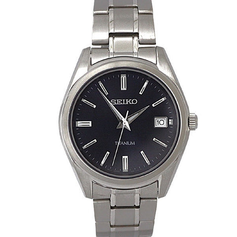 SEIKO SUR373P1 Watch - Quartz Titanium Bracelet 10BAR Water Resistant Navy Blue Men's Watch 40.2mm 1-Year Warranty