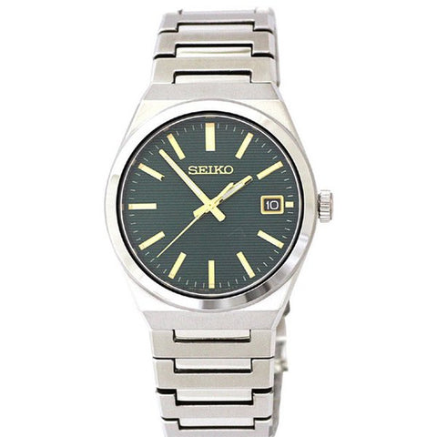SEIKO SUR601P1 Watch - Quartz Stainless Steel Bracelet 10BAR Water Resistant Green Dial Men's Watch 38.9mm