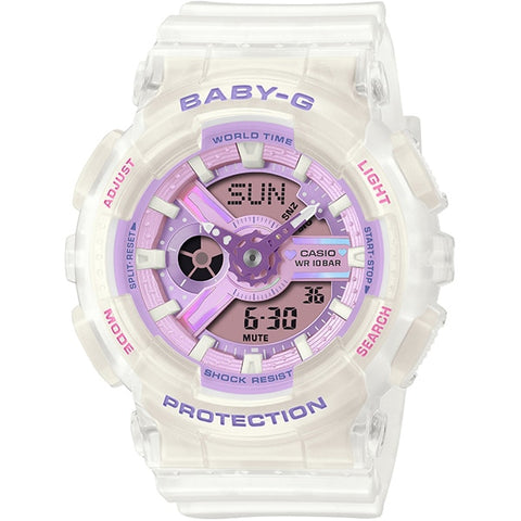 CASIO BA-110PS-7AJF Baby-G White Stylish Design Shock Resistant Water Resistant 1/100th Second Stopwatch