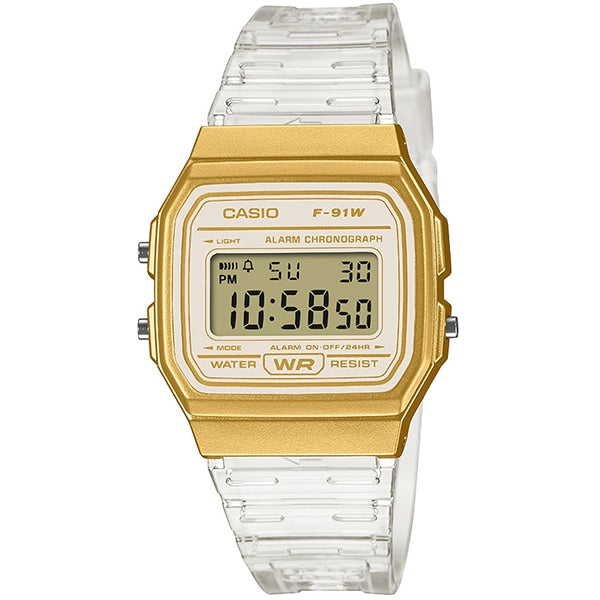 CASIO F-91WS-7A2JF Watch - Classic Digital Watch - Gold Tone - Water Resistant - LED Backlight - Lightweight Design