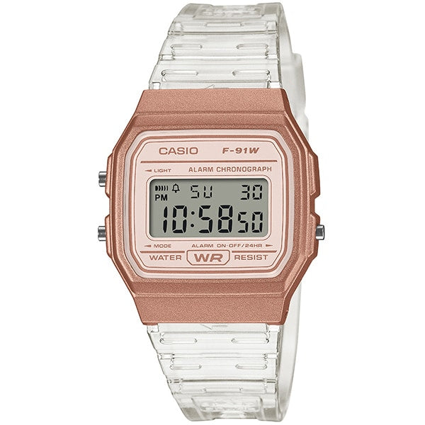CASIO F-91WS-7A3JF Watch - Rose Gold Stylish Design Water Resistant Digital Display Lightweight Fashion Watch