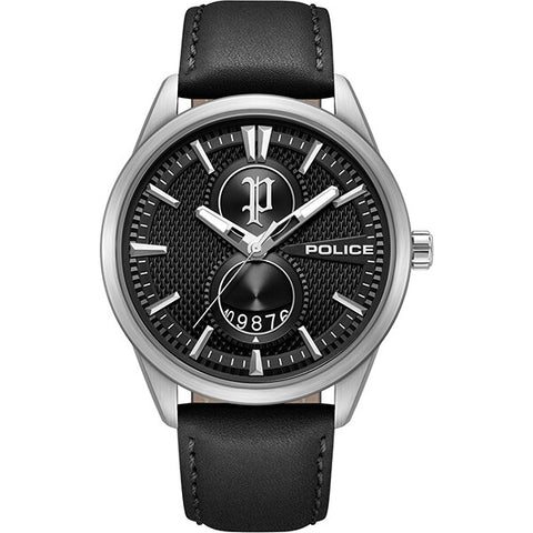 Police Watch PEWGB0092601 Stylish Leather Strap Black Dial Authentic 2-Year Warranty Water Resistant