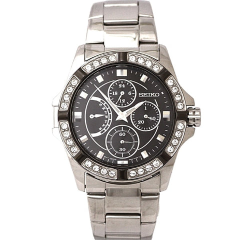 Other Overseas Manufacturers SRLZ93P1 Chronograph Quartz Stainless Steel Bracelet Crystal Bezel Black 40mm Water