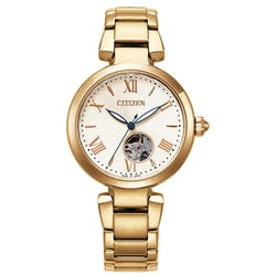 CITIZEN PR1052-54A Mechanical Open Heart Automatic Watch Stainless Steel Elegant Design 21 Jewels