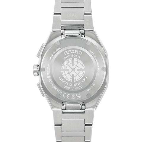 SEIKO HAB006J Limited Edition Solar GPS Dual Time Chronograph Men's Watch with Metal Band