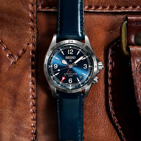SEIKO HBC008J Alpinist Mechanical GMT Men's Leather Band Water Resistant Durable Design Classic Style