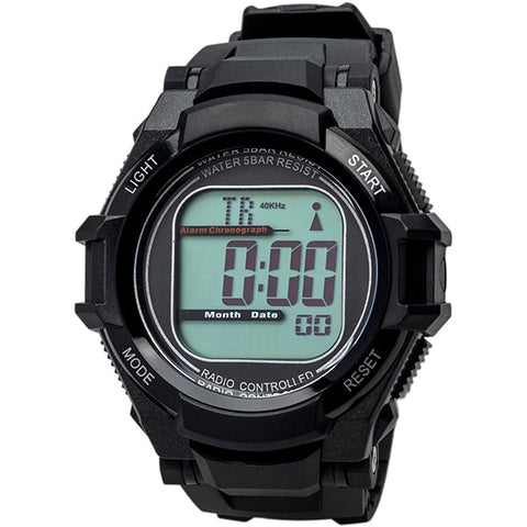 No Brand TE-D396-BK Digital Atomic Watch - Black Color - Water Resistant - LED Display - Durable Design