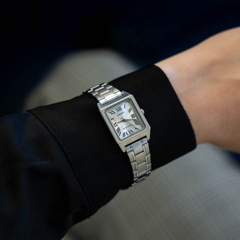 CASIO LTP-B150D-7BJF Elegant Silver Stainless Steel Water Resistant Date Display Scratch-Resistant Glass