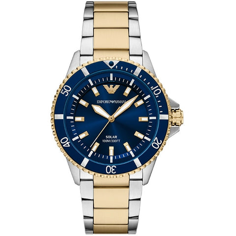 Armani AR11738 Solar-Powered 42mm Metal Band Water Resistant Elegant Design 2-Year Warranty