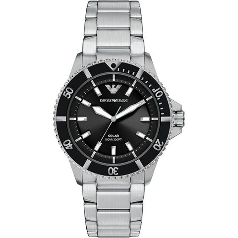 Armani AR11787 Solar-Powered 42mm Metal Band Stylish Design Water Resistant 2-Year Warranty