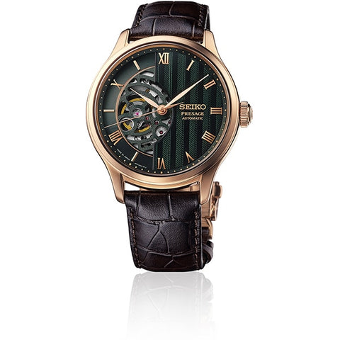 SEIKO HCB007J Japanese Garden Mechanical Men's Watch Leather Band Elegant Design Water Resistant Classic Style