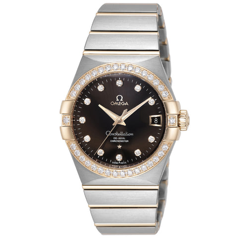 OMEGA 12325382163001 Constellation 5-Year Warranty Brown Leather Strap Swiss Automatic Watch