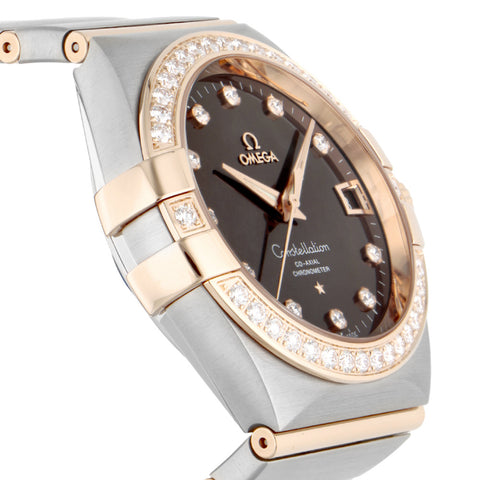 OMEGA 12325382163001 Constellation 5-Year Warranty Brown Leather Strap Swiss Automatic Watch