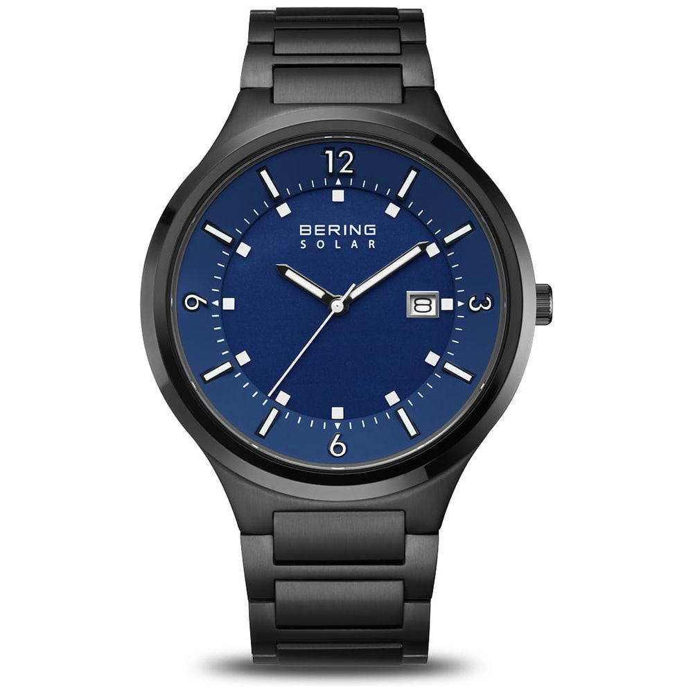 BERING 14442-727 Watch - SLIM SOLAR COLLECTION by BERING - Link Belt Blue Watch for Eco-Friendly Style