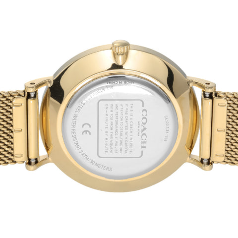 COACH 14503125 Elegant Perry Design Yellow Gold 2-Year Warranty Luxury Timepiece