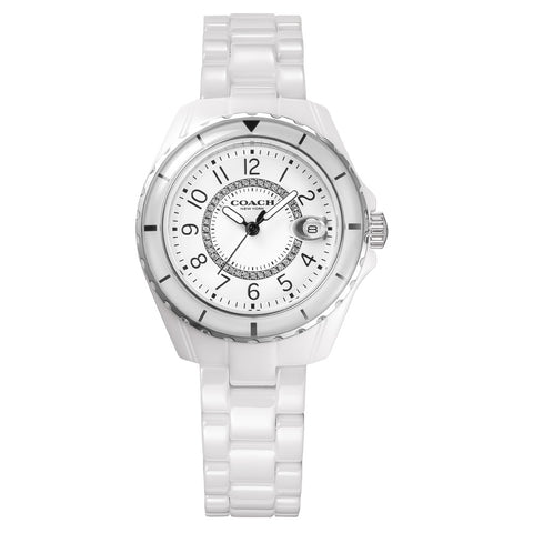 COACH 14503462 Stylish Preston Watch 2-Year Warranty White Color Elegant Design