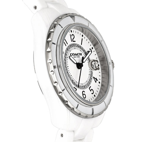 COACH 14503462 Stylish Preston Watch 2-Year Warranty White Color Elegant Design