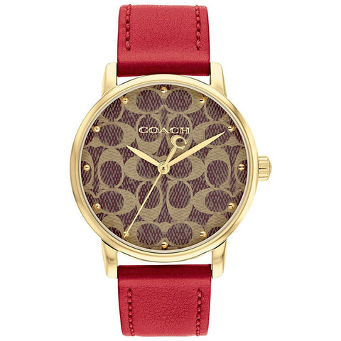 COACH 14503874 Grand 36mm Brown Leather Strap Elegant Design Water Resistant 5-Year Warranty
