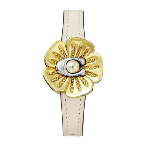COACH 14504151 Elegant Tea Rose Design Silver Tone 2-Year Warranty Stylish Women's Watch