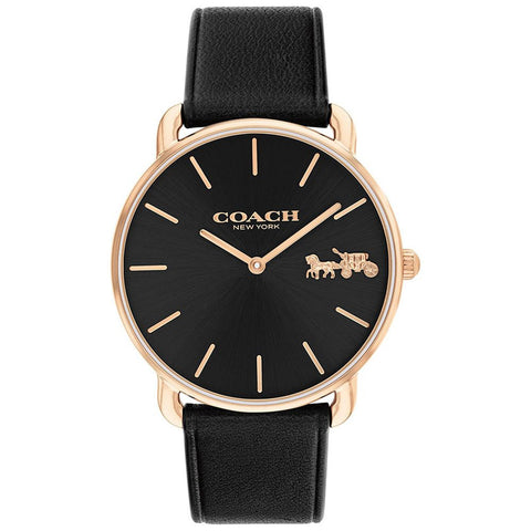 COACH 14504381 Stylish 36mm Black Watch - Water Resistant - Durable Leather Strap - Minimalist Design