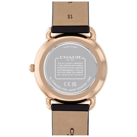 COACH 14504381 Stylish 36mm Black Watch - Water Resistant - Durable Leather Strap - Minimalist Design