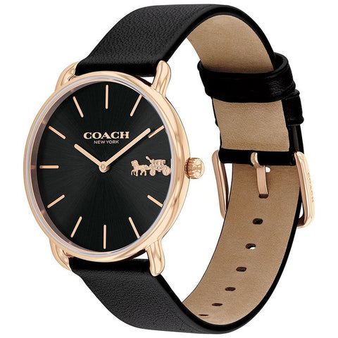COACH 14504381 Stylish 36mm Black Watch - Water Resistant - Durable Leather Strap - Minimalist Design
