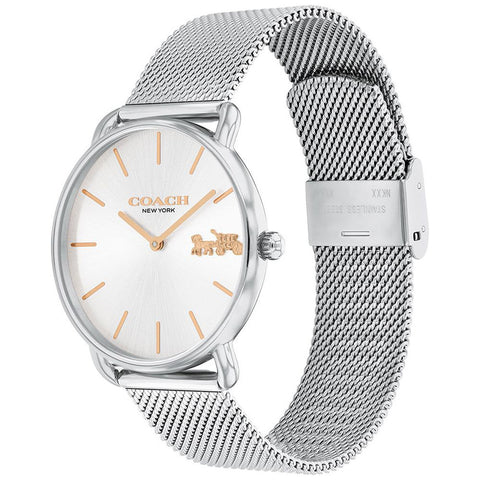 COACH 14504382 Stylish Silver 36mm Case Water Resistant 5-Year Warranty Elegant Design
