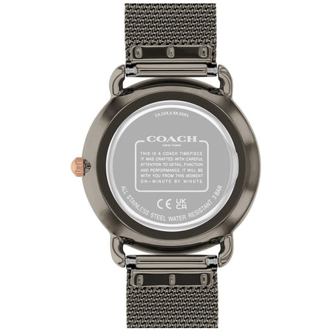 COACH 14504385 Elegant Black 36mm Design Durable Stainless Steel Water Resistant 5-Year Warranty