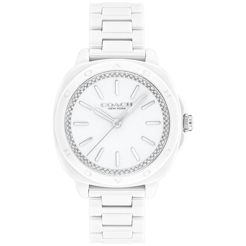 COACH 14504401 Stylish 34mm White Dial Elegant Design 5-Year Warranty Water Resistant