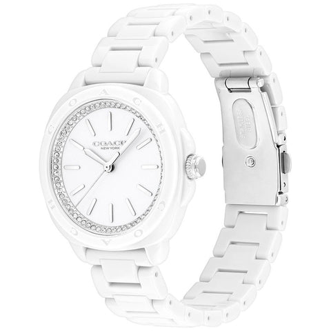 COACH 14504401 Stylish 34mm White Dial Elegant Design 5-Year Warranty Water Resistant