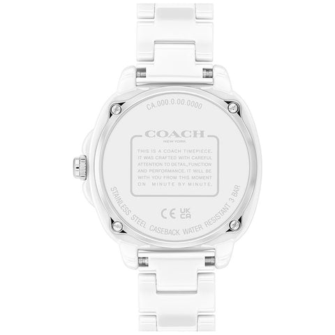 COACH 14504401 Stylish 34mm White Dial Elegant Design 5-Year Warranty Water Resistant