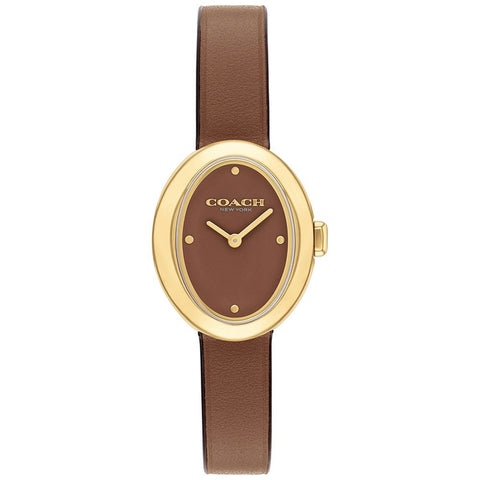 COACH 14504426 Classic Design Brown Leather Strap 22.5mm x 27.5mm Water Resistant 5-Year Warranty