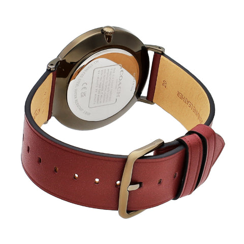 COACH 14602598 Watch - Stylish Charles Watch Red Leather Strap 2-Year Warranty Water-Resistant Elegant Design (Image 4)