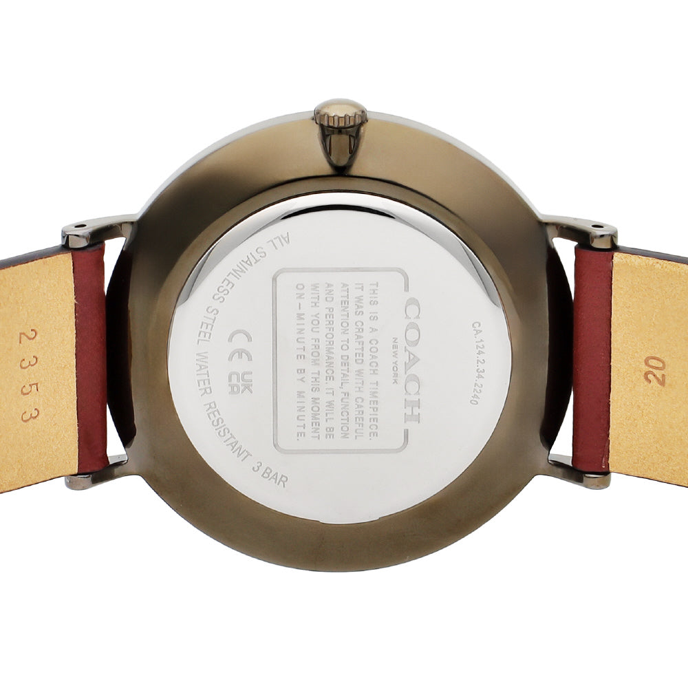 COACH 14602598 Watch - Stylish Charles Watch Red Leather Strap 2-Year Warranty Water-Resistant Elegant Design (Image 5)