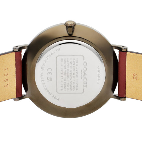 COACH 14602598 Watch - Stylish Charles Watch Red Leather Strap 2-Year Warranty Water-Resistant Elegant Design (Image 5)