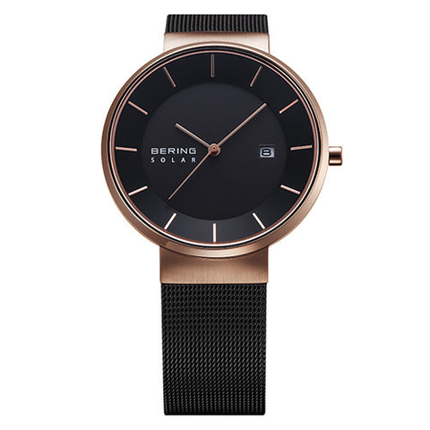 BERING 14639-166 SOLAR GY PG Mesh Watch - Stylish Scandinavian Design [Parallel Import]