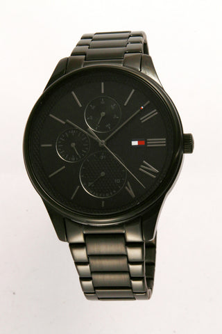 1791849 Stylish Men's Watch Black Stainless Steel Water Resistant Chronograph Date Function