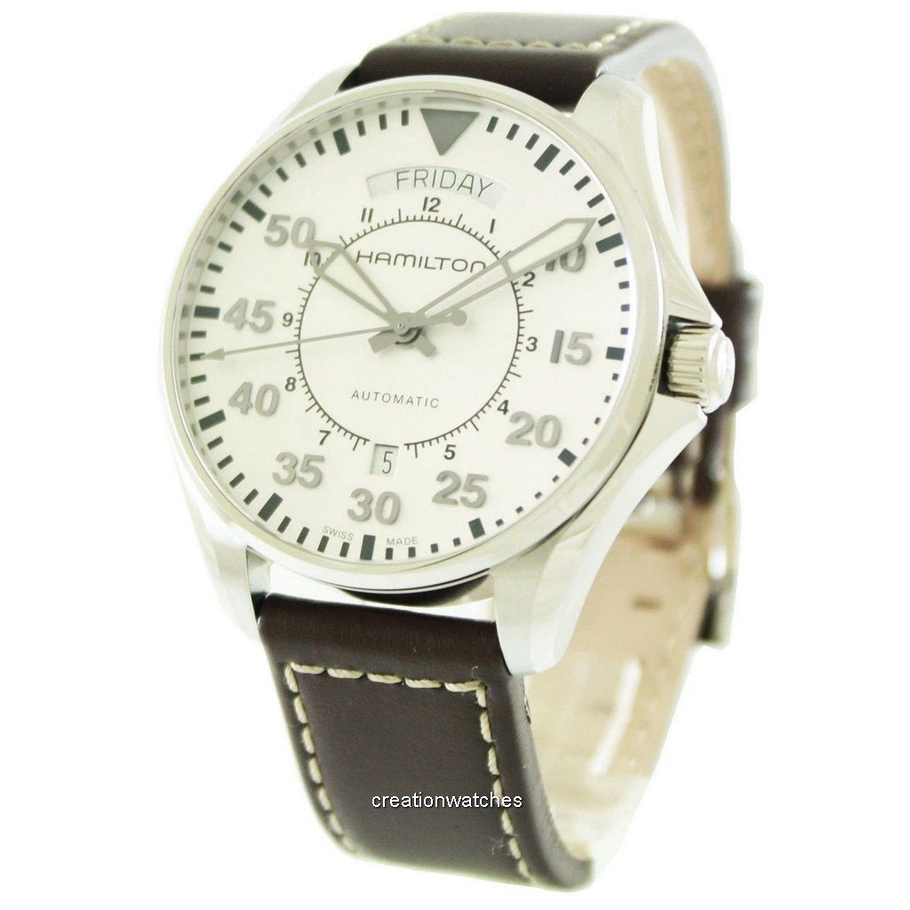 Hamilton H64615555 Watch - Khaki Aviation Pilot Day Date Auto