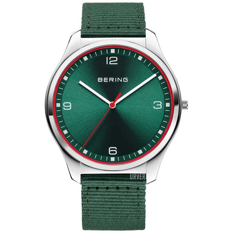 BERING 18342-508 Classic NATO Strap Green Lightweight Durable Water-Resistant Timeless Design