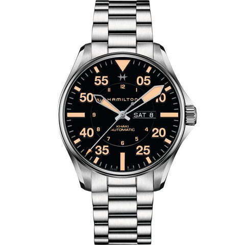 Hamilton H64725131 Watch - Khaki Aviation Pilot Day Date Auto