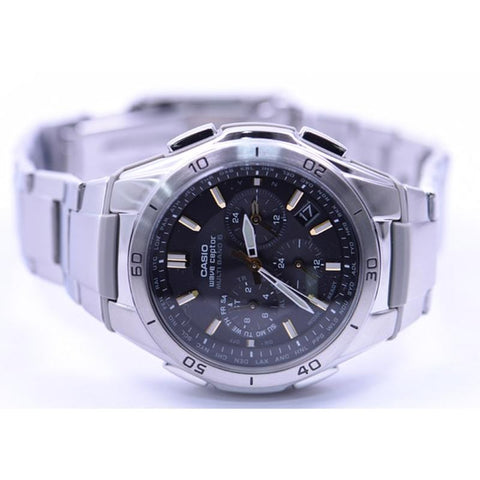 Casio Men's Wave Ceptor Solar Radio Watch Multi Band 6 Chronograph Metal Band WVQ-M410DE-1A3JF