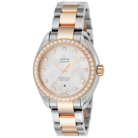 OMEGA 23125342055005 Watch - Seamaster Aqua Terra 5-Year Warranty White Pearl Dial Automatic Movement 34mm Case